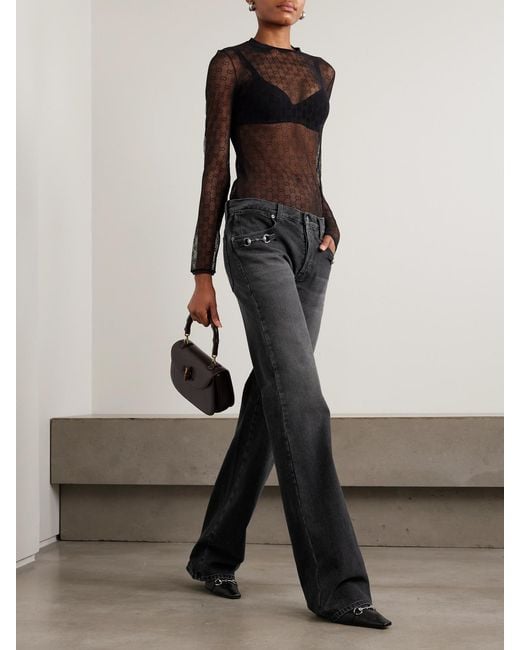 Gucci Black Gg Stretch-Lace Top