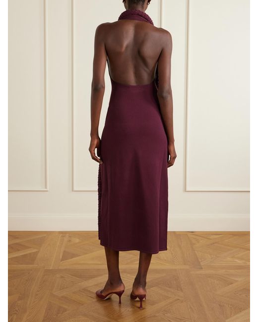 DIOTIMA Purple Mane Embellished Crepe Midi Dress