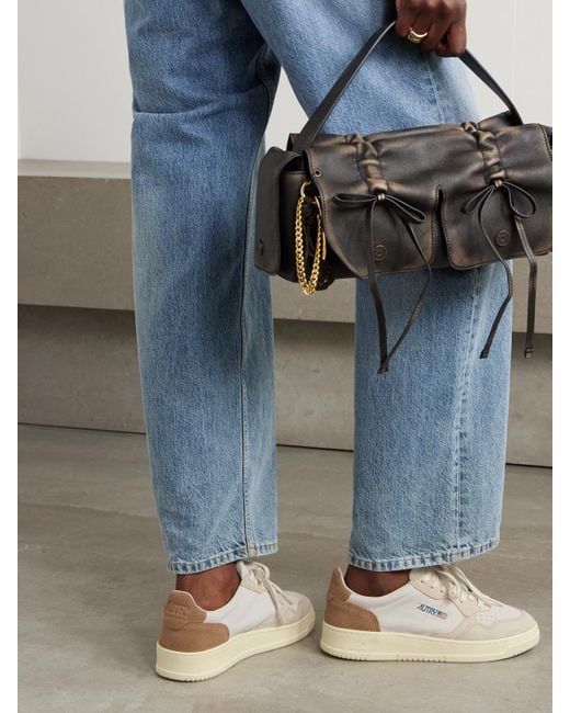 Autry Natural Medalist Low Color-Block Suede Sneakers