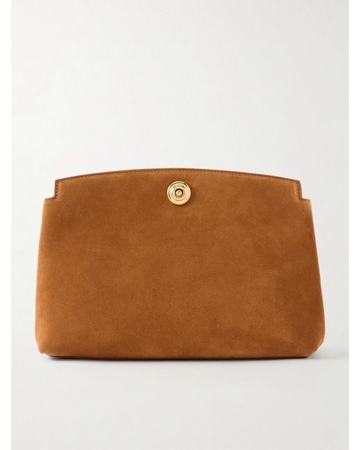 Liffner Brown Pushlock Suede Pouch