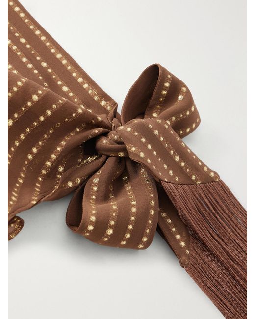 Taller Marmo Natural Casablanca Fringed Lurex Fil Coupé Silk-Blend Chiffon Scarf