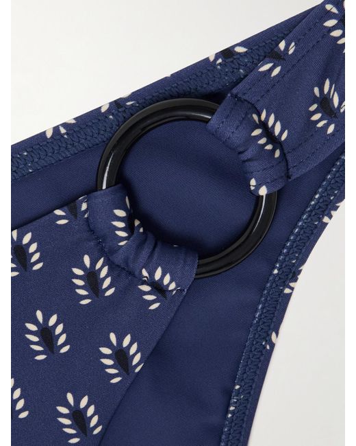 Matteau Blue The Ring Embellished Floral-Print Recycled Bikini Briefs