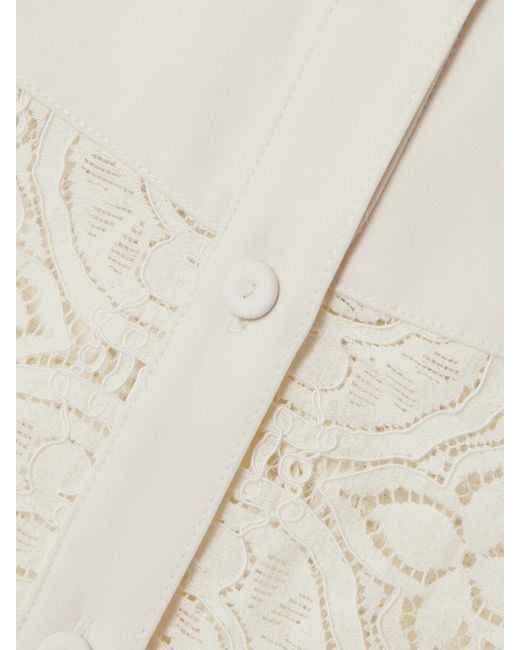 Veronica Beard Natural Naya Crepe-Trimmed Corded Lace Silk-Blend Shirt