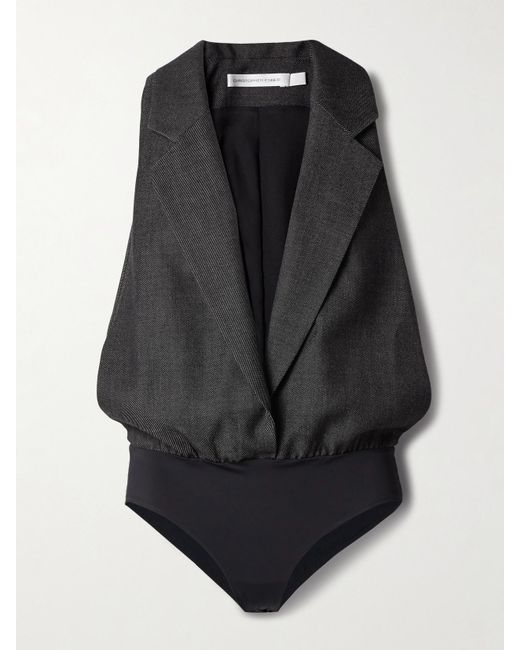 Christopher Esber Black Facile Wool-Twill And Stretch-Jersey Bodysuit