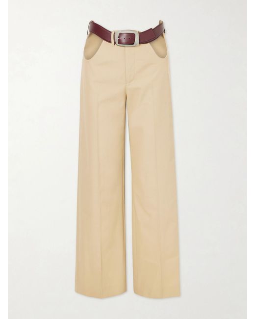 Jean Paul Gaultier Natural Cut-Out Mid-Rise Straight-Leg Cotton Pants