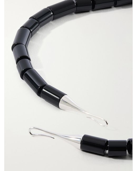 LIE STUDIO Natural The Sadie Sterling Onyx Beaded Necklace