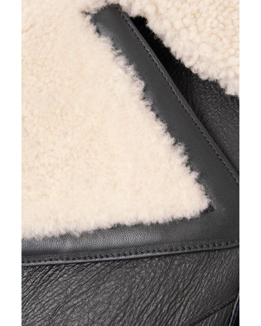 Tod's Black Double-Breasted Shearling Jacket