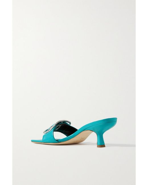 By Far Blue Davina Buckled Leather Mules