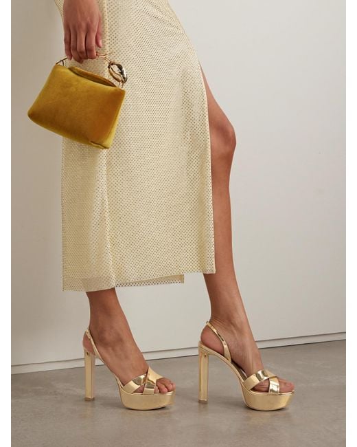 JENNIFER CHAMANDI Leonardo 130 Metallic Leather Platform Slingback Sandals