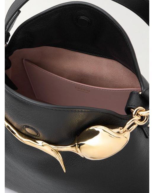 Erdem Black Bloom Große Schultertasche Aus Strukturiertem Leder Mit Verzierung