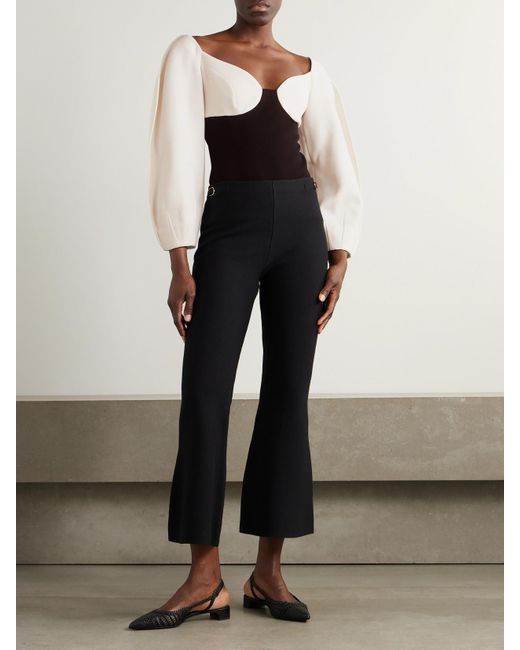 Gabriela Hearst Black Enoch Wool-Crepe And Silk Cropped Top