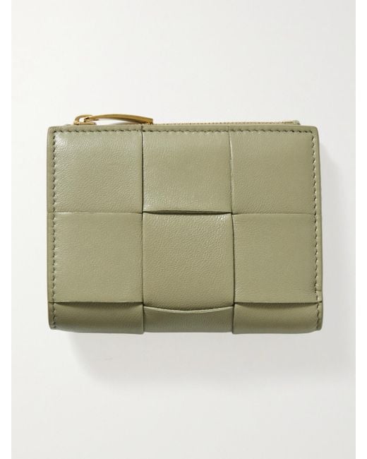 Bottega Veneta Green Cassette Intrecciato Leather Wallet