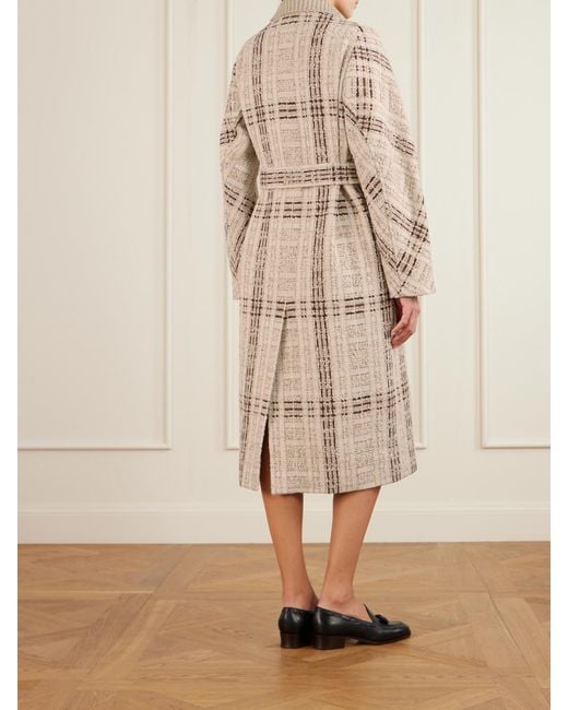 Loro Piana Natural Checked Wool-Blend Tweed Coat