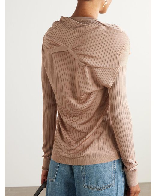 Acne Natural Mehrlagiger Cardigan Aus Rippstrick