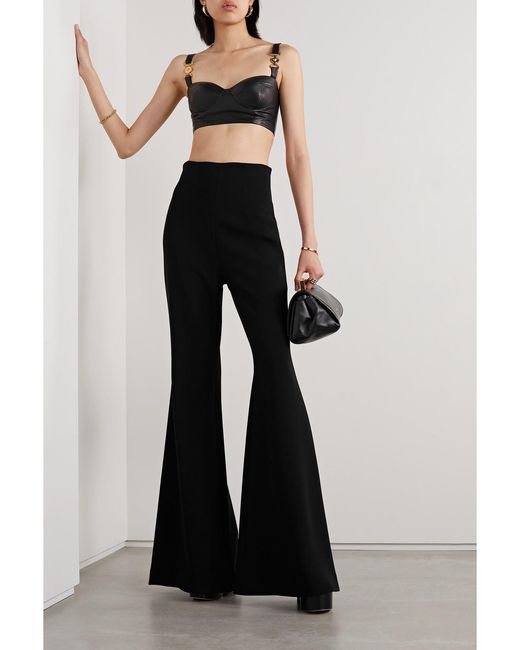 Sergio Hudson Black Crepe Flared Pants