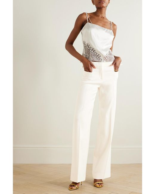 Tom Ford White Wool Wide-Leg Pants