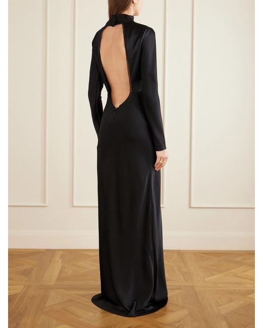 TOVE Black Gio Open-Back Silk-Cloqué Maxi Dress