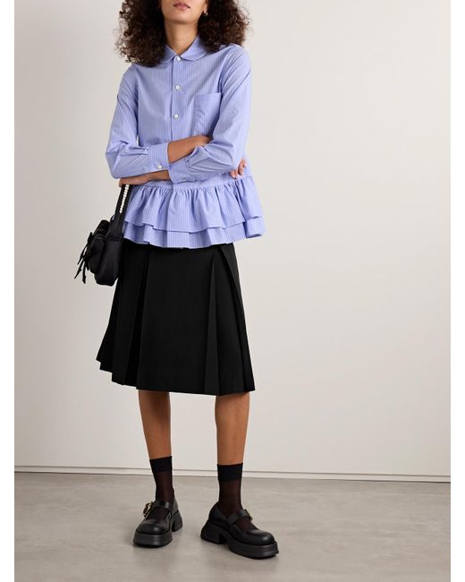 Comme des Garçons Black Pleated Wool-Gabardine Skirt