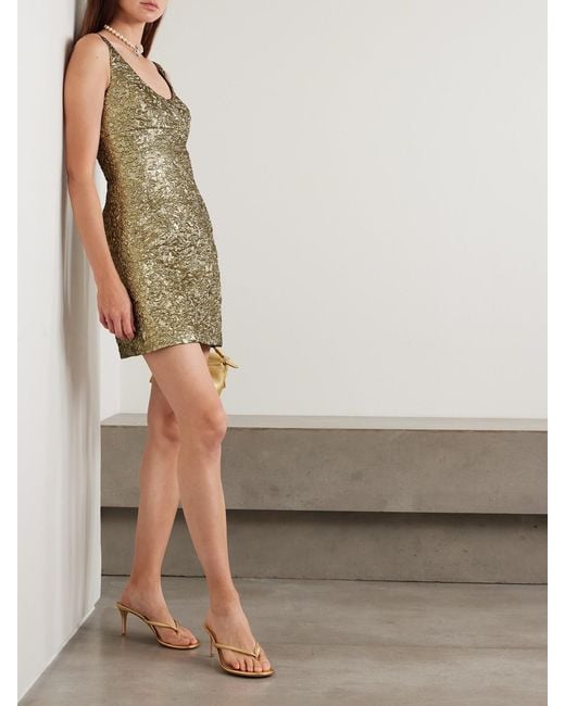 Emilia Wickstead Green Einna Floral Metallic Cloqué Mini Dress