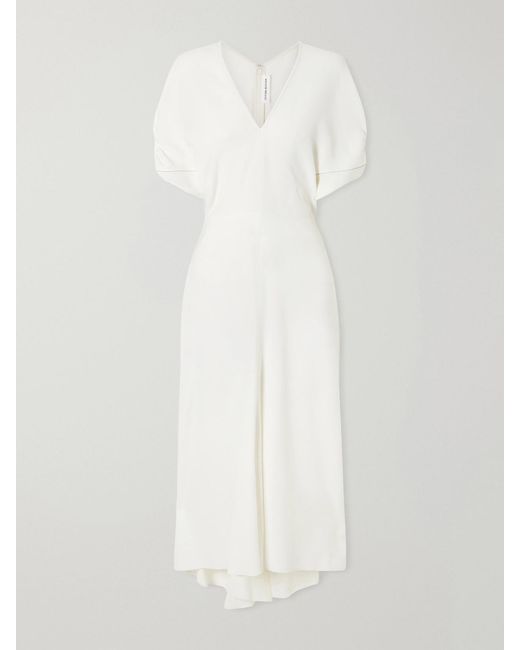 Victoria Beckham White Twill Midi Dress
