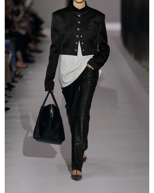 Khaite Black Samuelson Cropped Duchesse-Satin Jacket