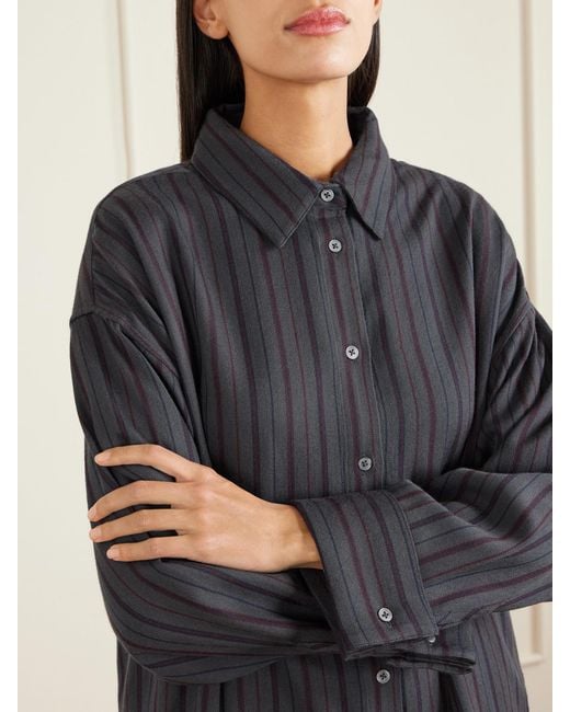 The Elder Statesman Blue Striped Wool And Cashmere-Blend Twill Shirt