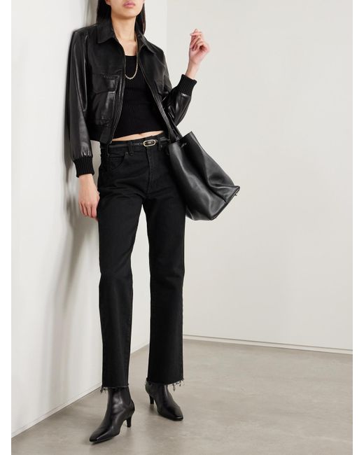 Nili Lotan Black Calla Hoch Sitzende Jeans Mit Geradem Bein Und Fransen