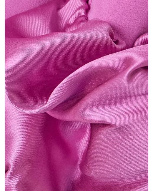 Solace London Pink Talia Off-The-Shoulder Faille-Trimmed Crepe Gown