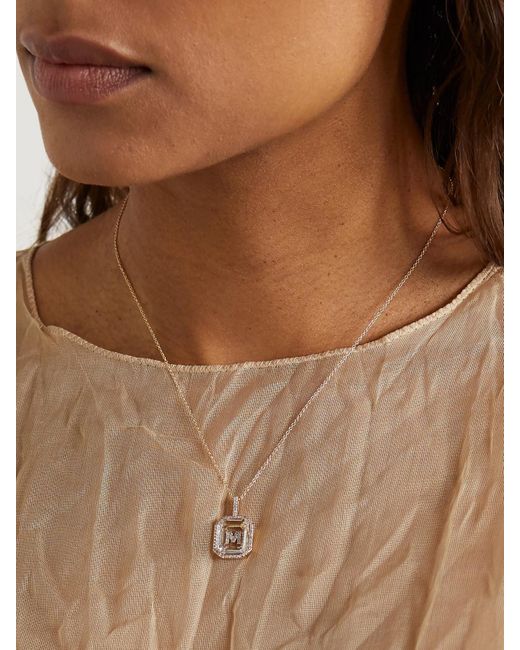 Mateo Natural Initial 14-Karat, Quartz And Diamond Necklace
