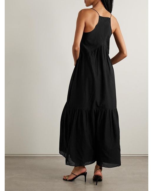 Isabel Marant Black Vasma Tiered Ruffled Cotton-Blend Maxi Dress