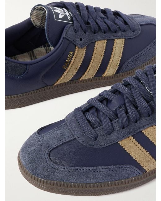 Adidas Originals Blue Samba Og Sneakers Aus Leder Mit Velourslederbesatz