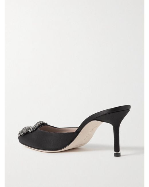 Manolo Blahnik Black Hangisimu 70 Mules Aus Satin Mit Verzierung