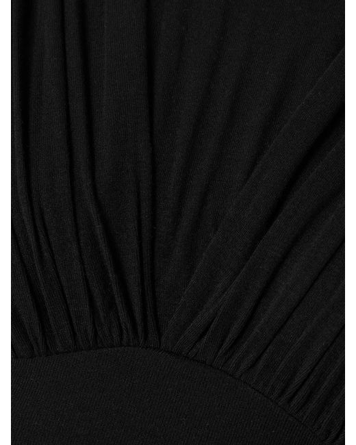Agolde Black Abbi Ruched Stretch-Lyocell Mini Dress