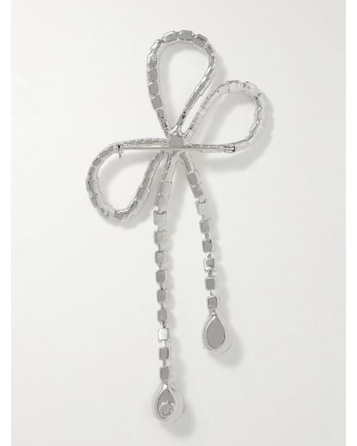 Jennifer Behr White Evelyn Rhodium-Plated Crystal Brooch