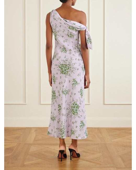 Rodarte White Floral-Print Silk-Crepe Midi Dress
