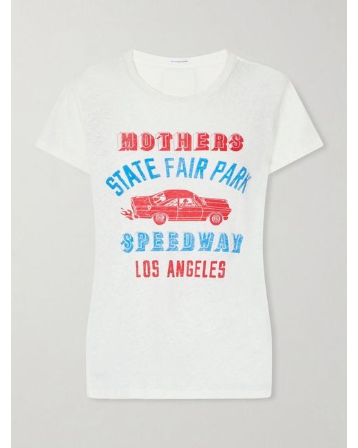 Mother White The Lil Sinful Printed Cotton And Linen-Blend Jersey T-Shirt