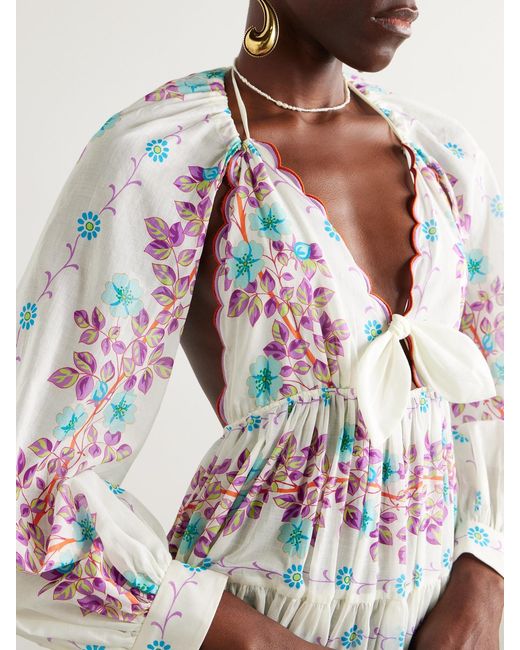 Etro White Floral-Print Cotton-Gauze Maxi Dress