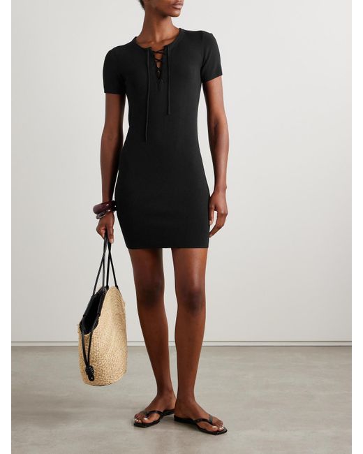 Nili Lotan Black Palma Minikleid Aus Jersey Mit Schnürung