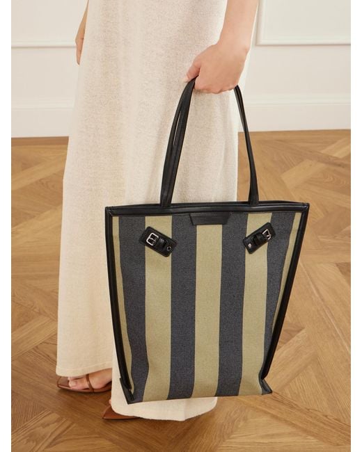 Proenza Schouler White North South Days Striped Leather-Trimmed Canvas Tote