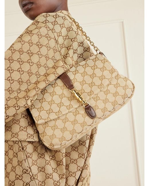 Gucci Natural Aperitivo Leather-Trimmed Canvas-Jacquard Shoulder Bag
