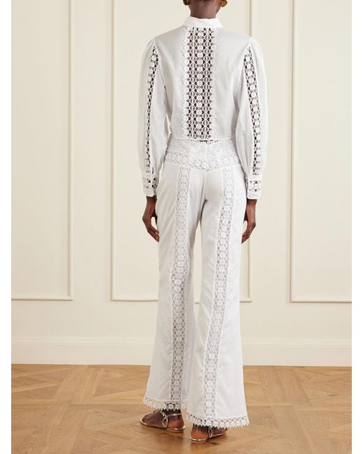Charo Ruiz White Devi Cotton-Blend Shirt