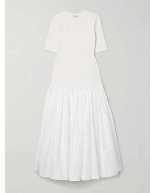 Robe Midi En Popeline De Coton Mélangé À Fronces Patton Jonathan Simkhai en coloris White