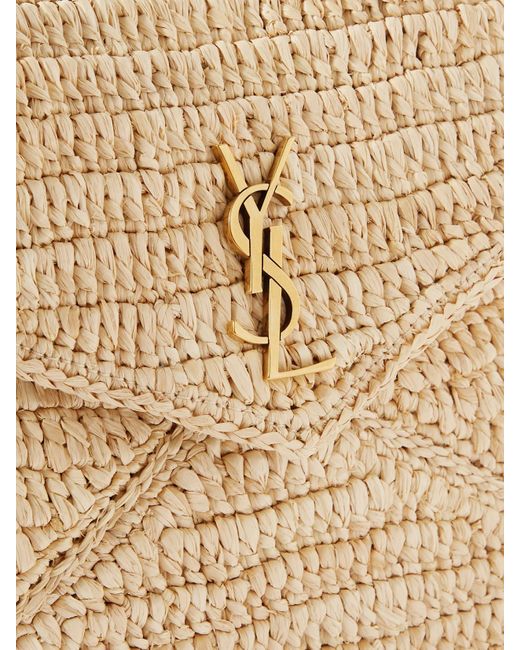 Saint Laurent Natural Cassandre Raffia Clutch