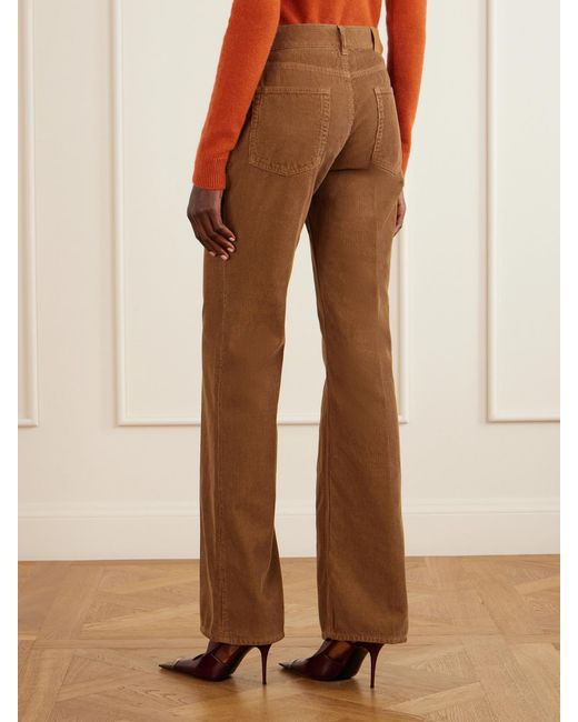 Saint Laurent Brown Cotton-Corduroy High-Rise Flared Pants