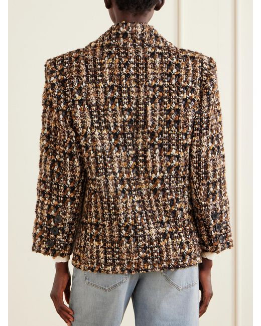 Saint Laurent Brown Wool-Blend Bouclé Blazer