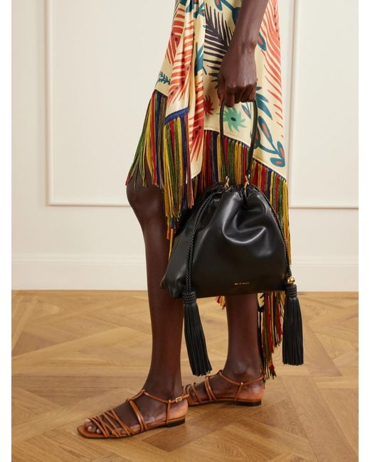 Etro Black Kalispera Tasseled Leather Shoulder Bag