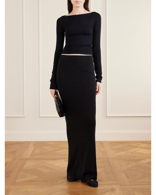 ÉTERNE Black Emma Matte Jersey Midi Skirt