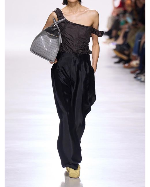 Bottega Veneta Black Pleated Twill Straight-Leg Pants