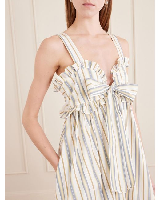 Thierry Colson White Valentina Striped Cotton Maxi Dress