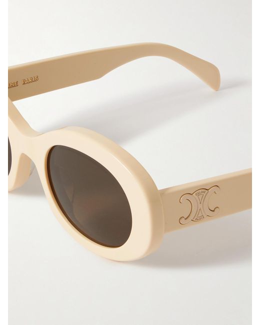Céline Natural Triomphe Oval-Frame Acetate Sunglasses